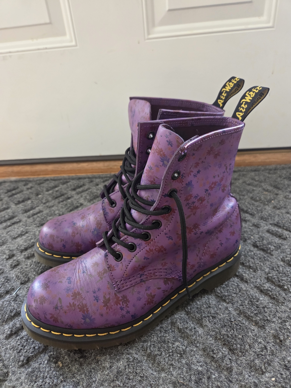 Dr. Martens Women's Purple Floral 8-Eye Leather Boot